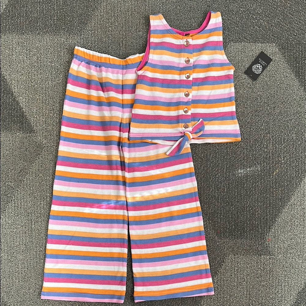 Vince Camuto Striped Sleeveless Top and Wide-Leg Pants Set size 7 NWT